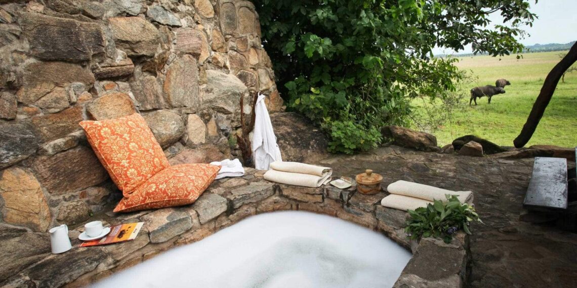 Apoka Safari Lodge, Oeganda, buitenbad