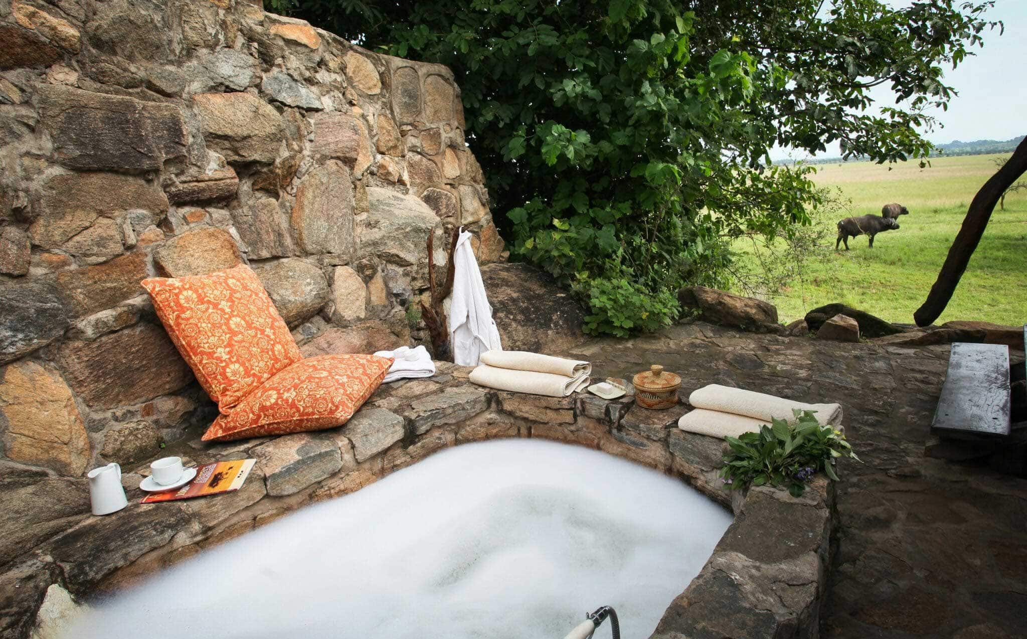 Apoka Safari Lodge, Oeganda, buitenbad