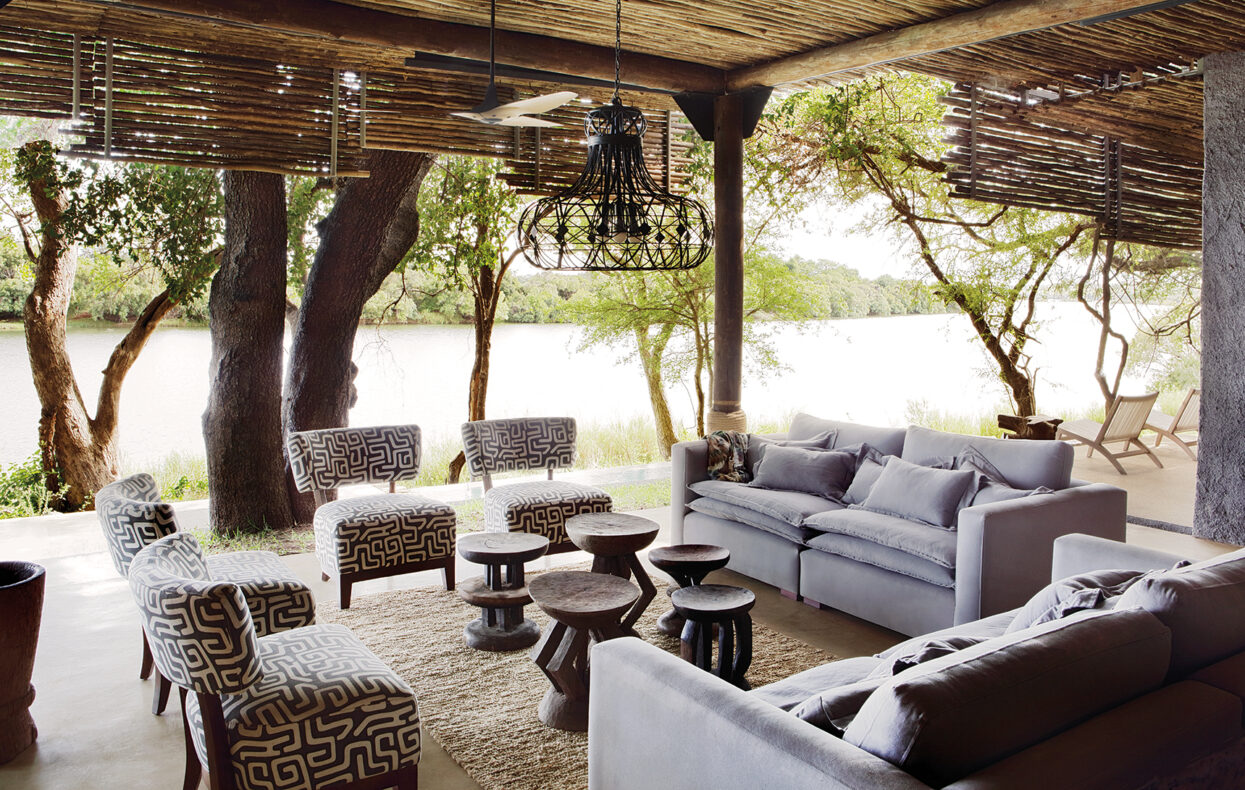 Matetsi Victoria Falls,Zimbabwe,River House loungen met uitzicht