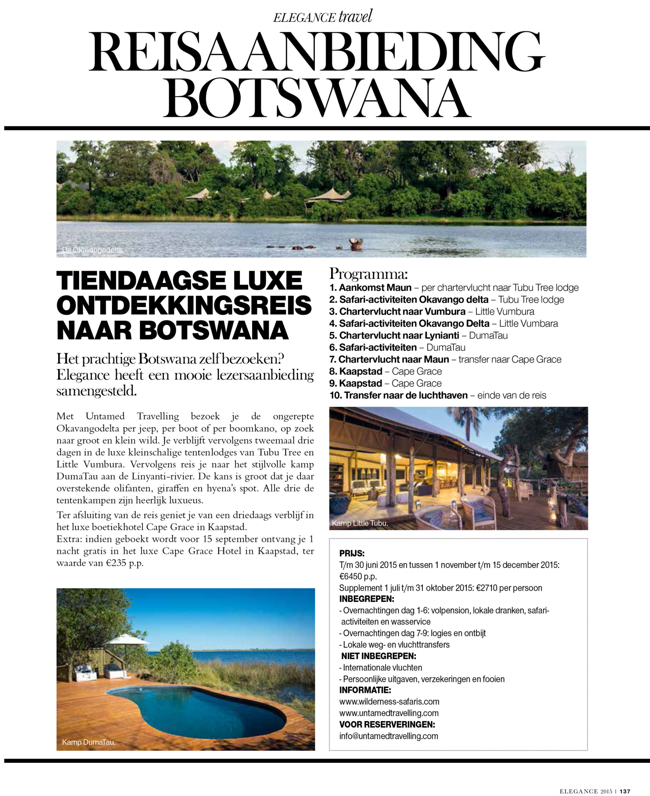 Botswana reader offer in Elegance Travel Special 2015-02