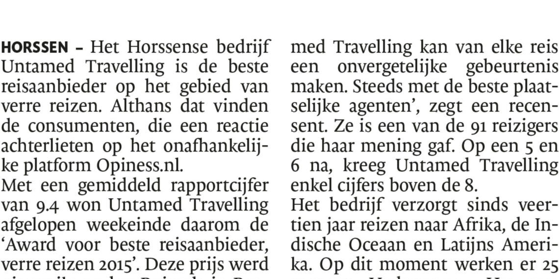 'Beste reisaanbieder' in Maas & Waal