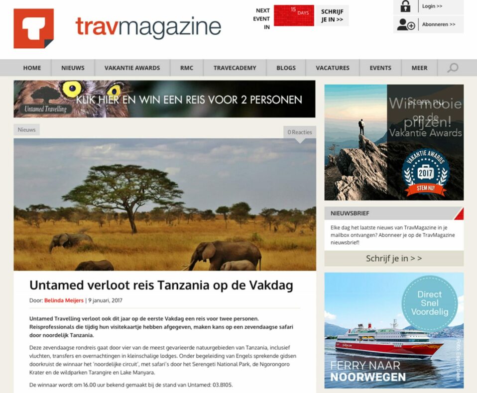 Verloting reis Vakdag op TravMagazine.nl