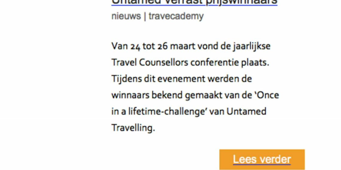 Untamed in nieuwsbrief Travecademy