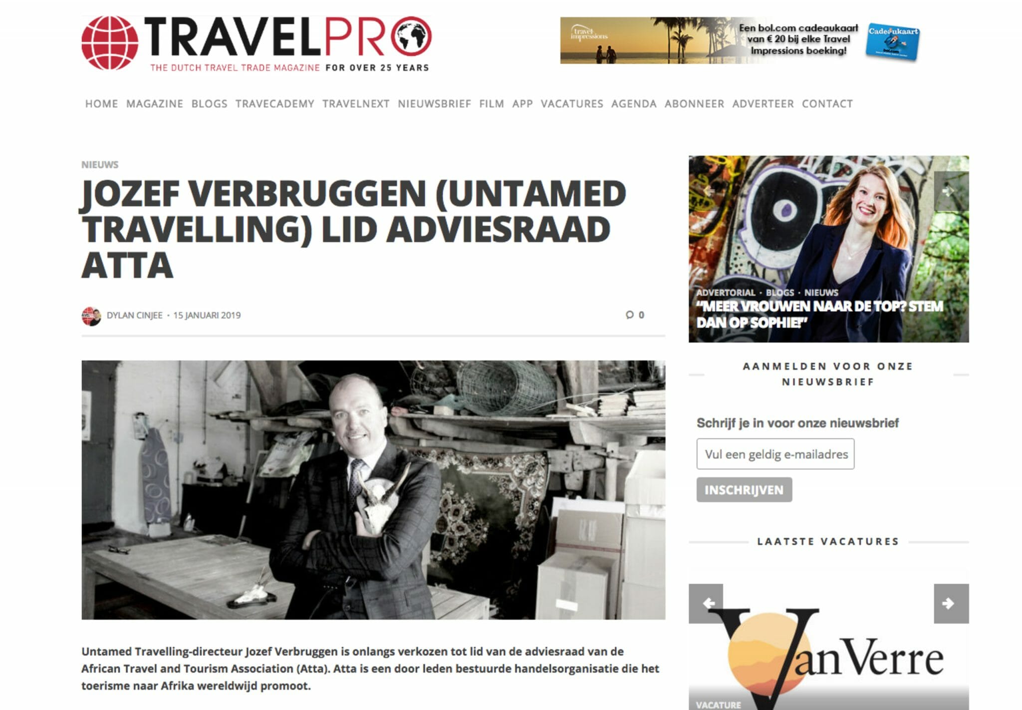 Verbruggen's role atta in TravelPro