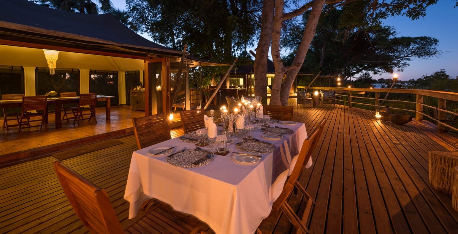 Pelo Camp, Okavango Delta,diner met uitzicht