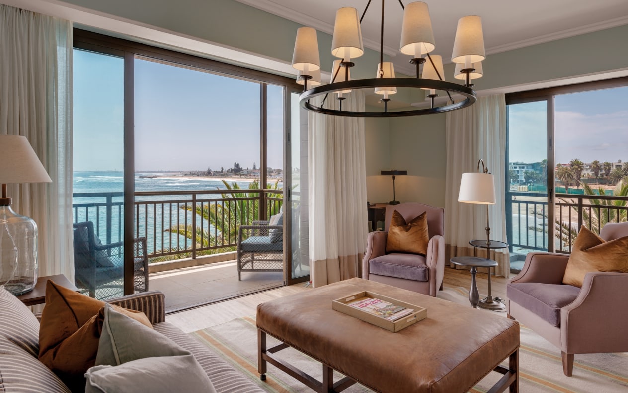 Beach Hotel, Namibia,living room with sea view