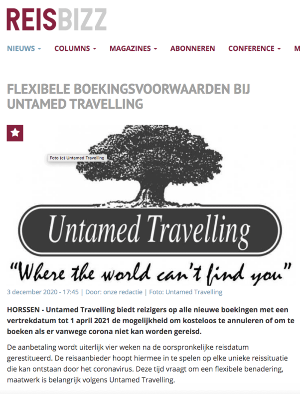 In de media - Flexibele voorwaarden in Reisbizz