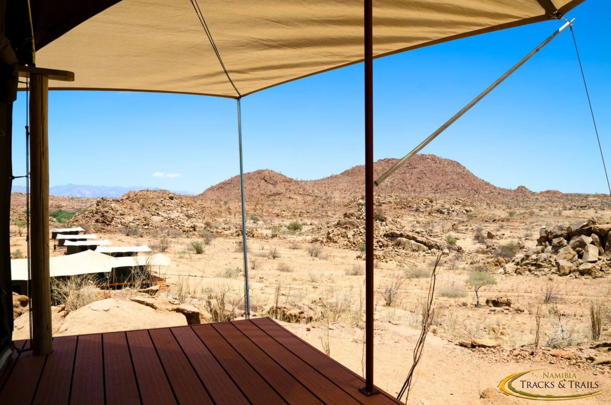 Tented camps,Namibia,Ozondjou Trails view from veranda tent
