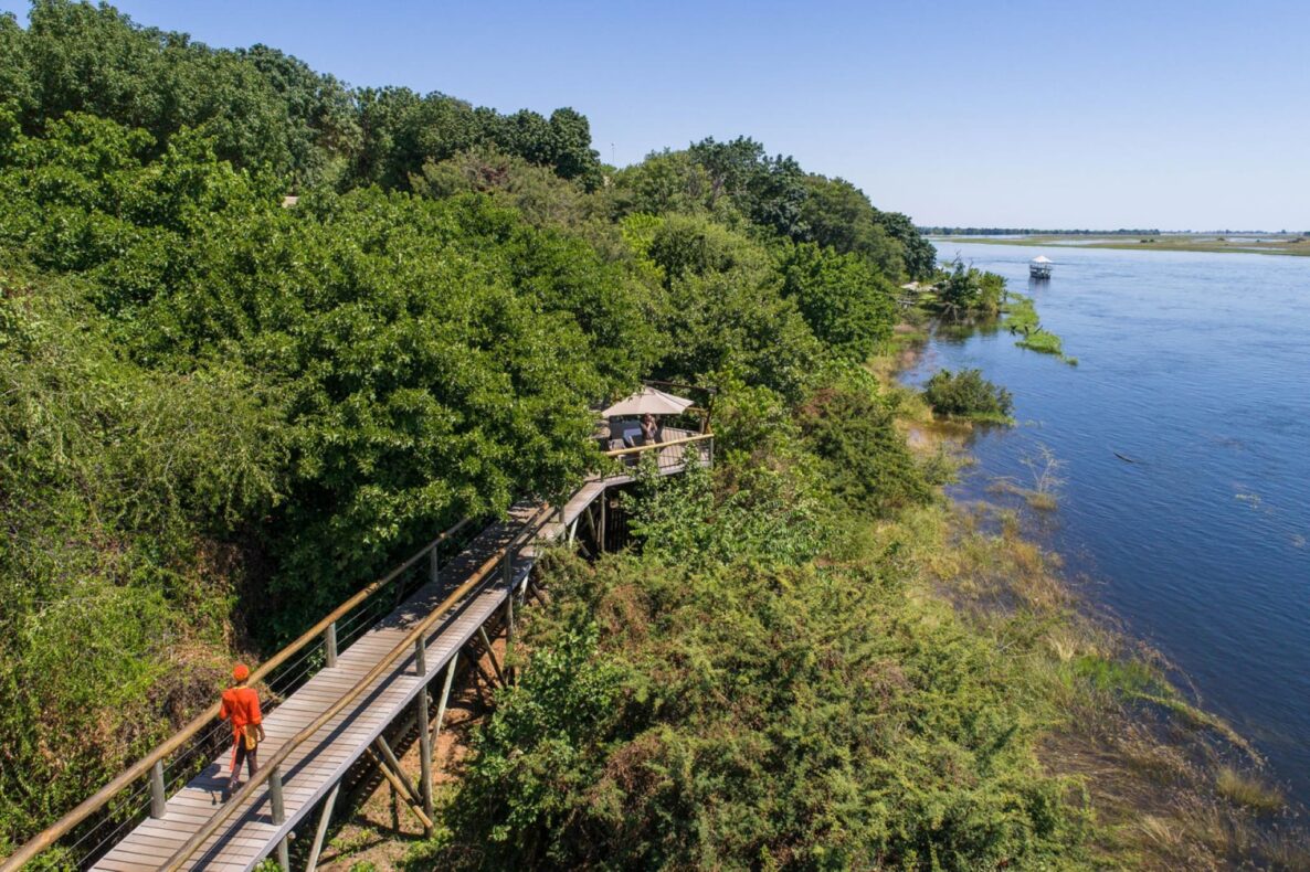 Chobe Game Lodge, Botswana, walking bridge with a view