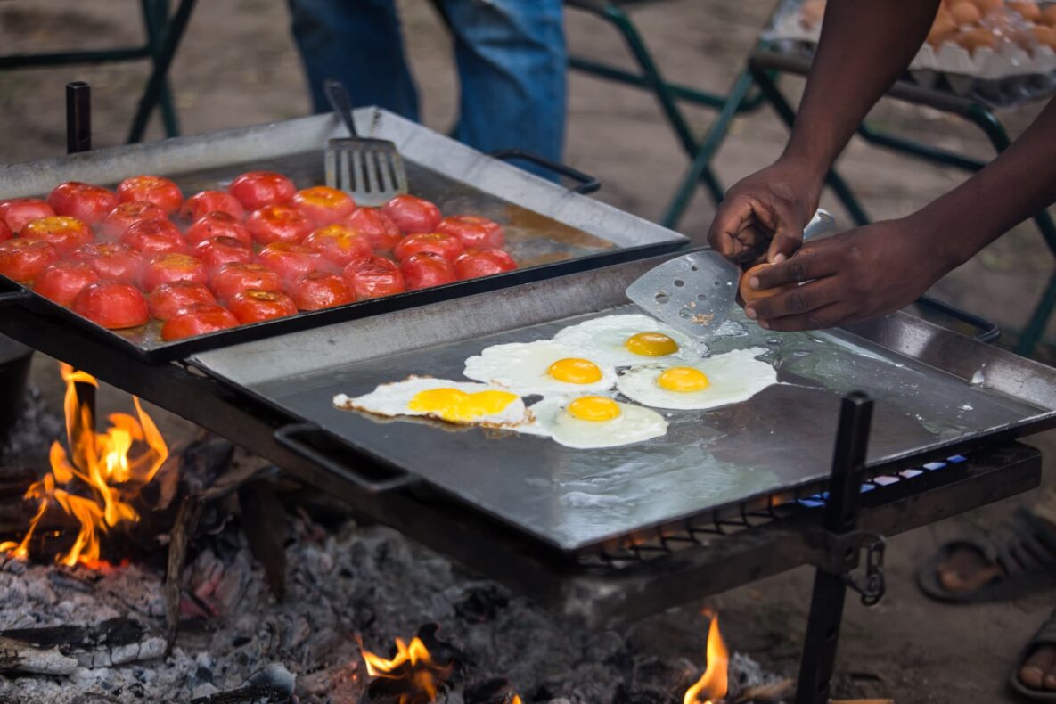 Mobile camping in Botswana, fresh breakfast