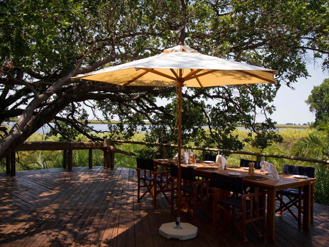 Mopiri Camp, Botswana, table with a view