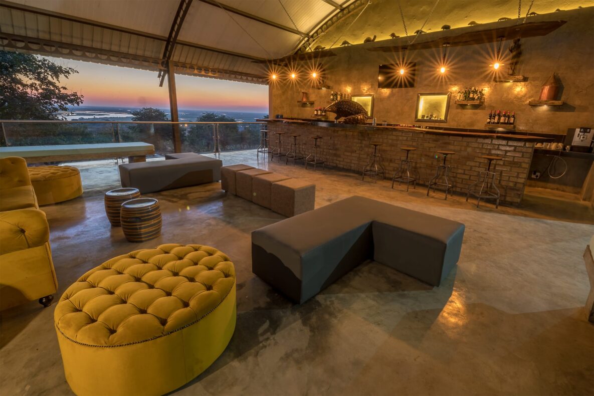 Pangolin Chobe Hotel, Botswana, bar and lounge with a view
