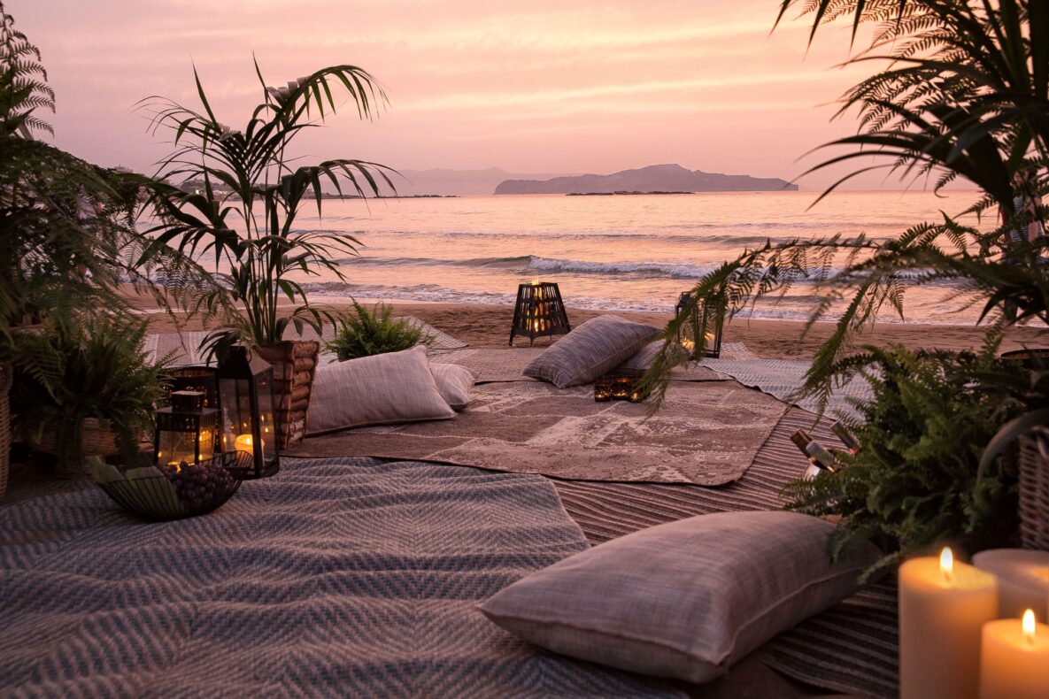 Domes of Corfu,Griekenland,zonsondergang vanaf het strand