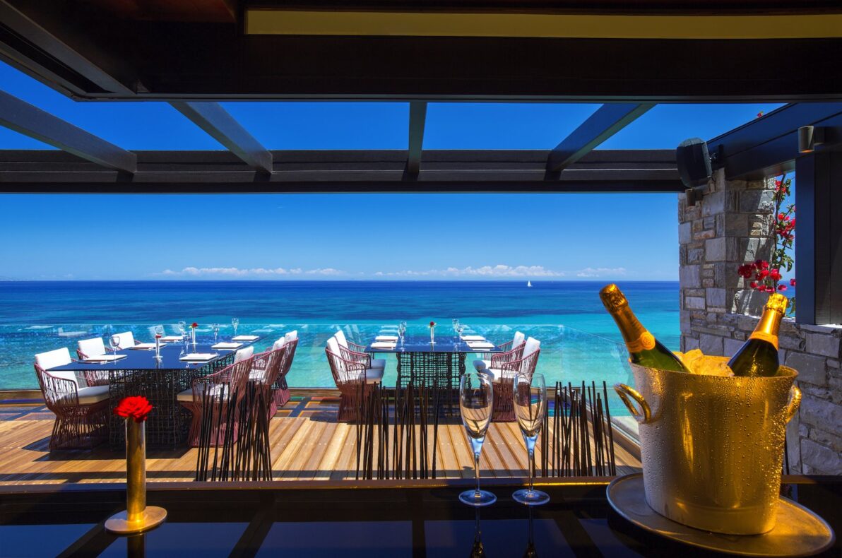 Porto Zante Villas en Spa,Griekenland,restaurant met uitzicht