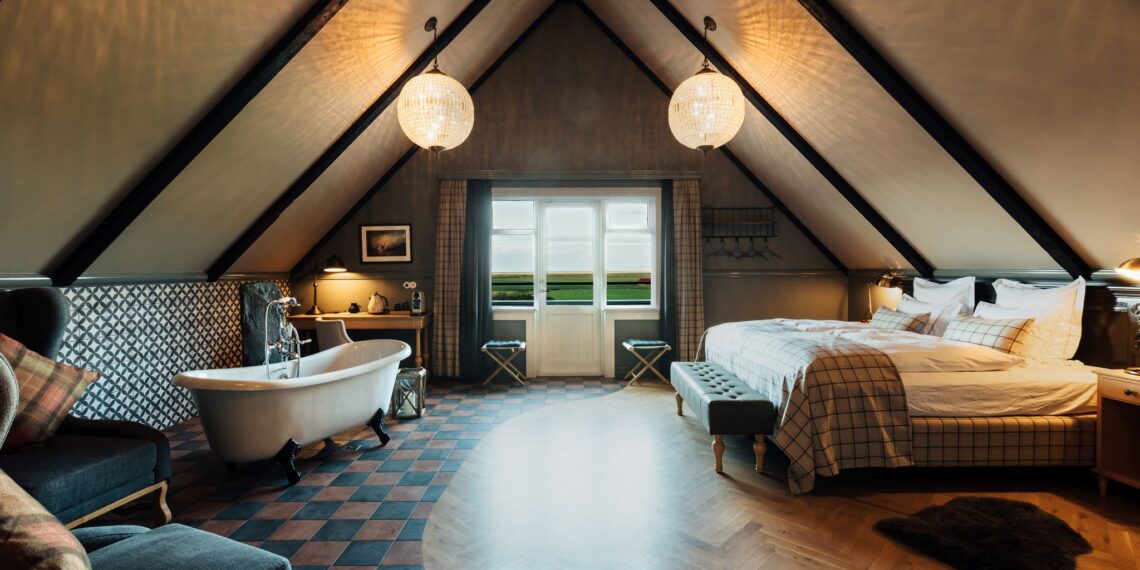 Skalakot Manor Hotel,IJsland,kamer met bad op pootjes