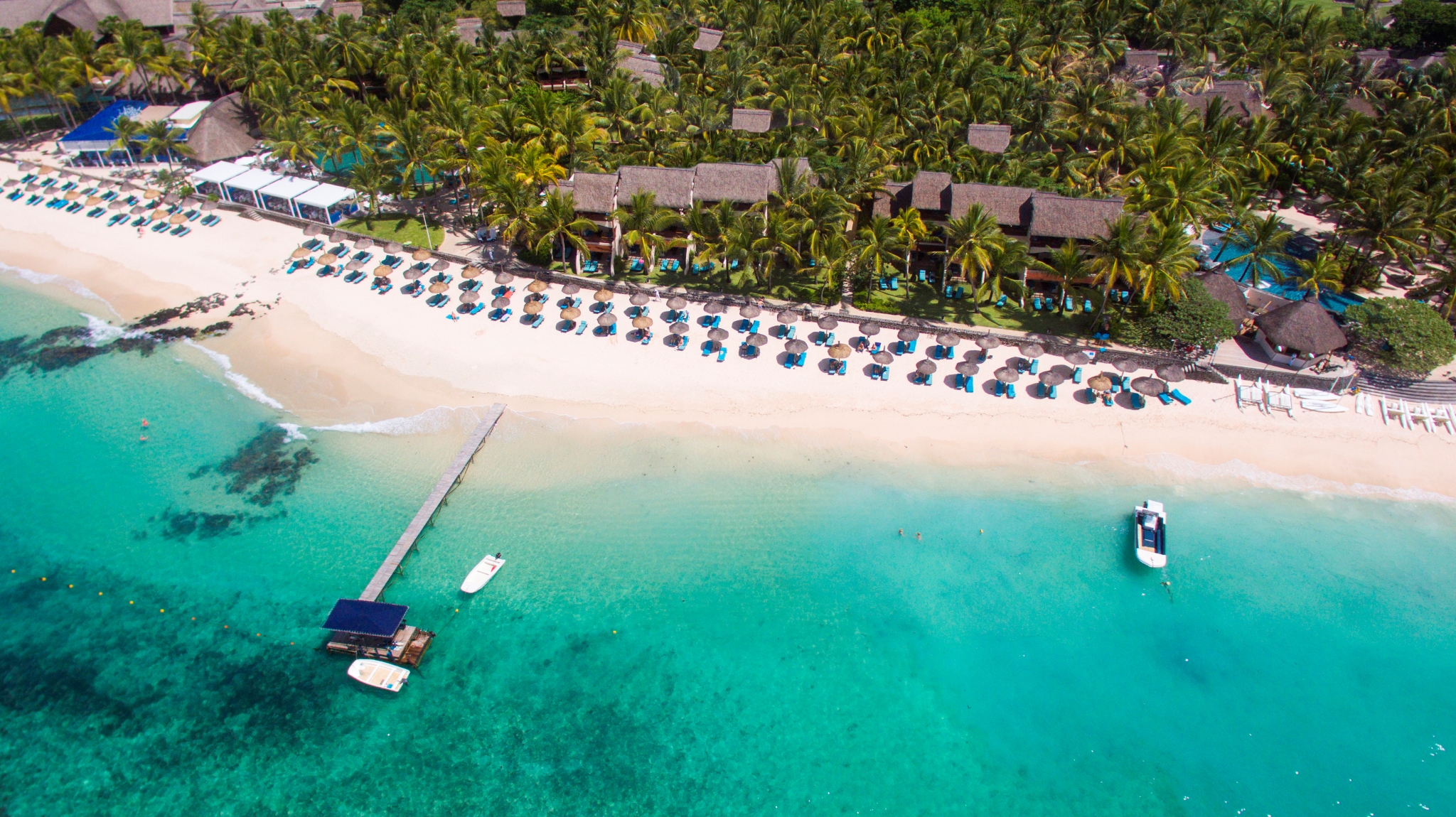 Mauritius, Constance Belle Mare Plage, aerial view