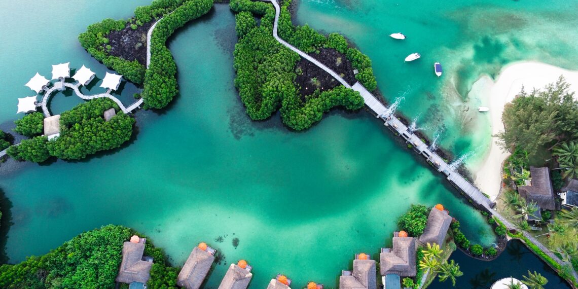 Mauritius, Constance Prince Maurice, aerial view