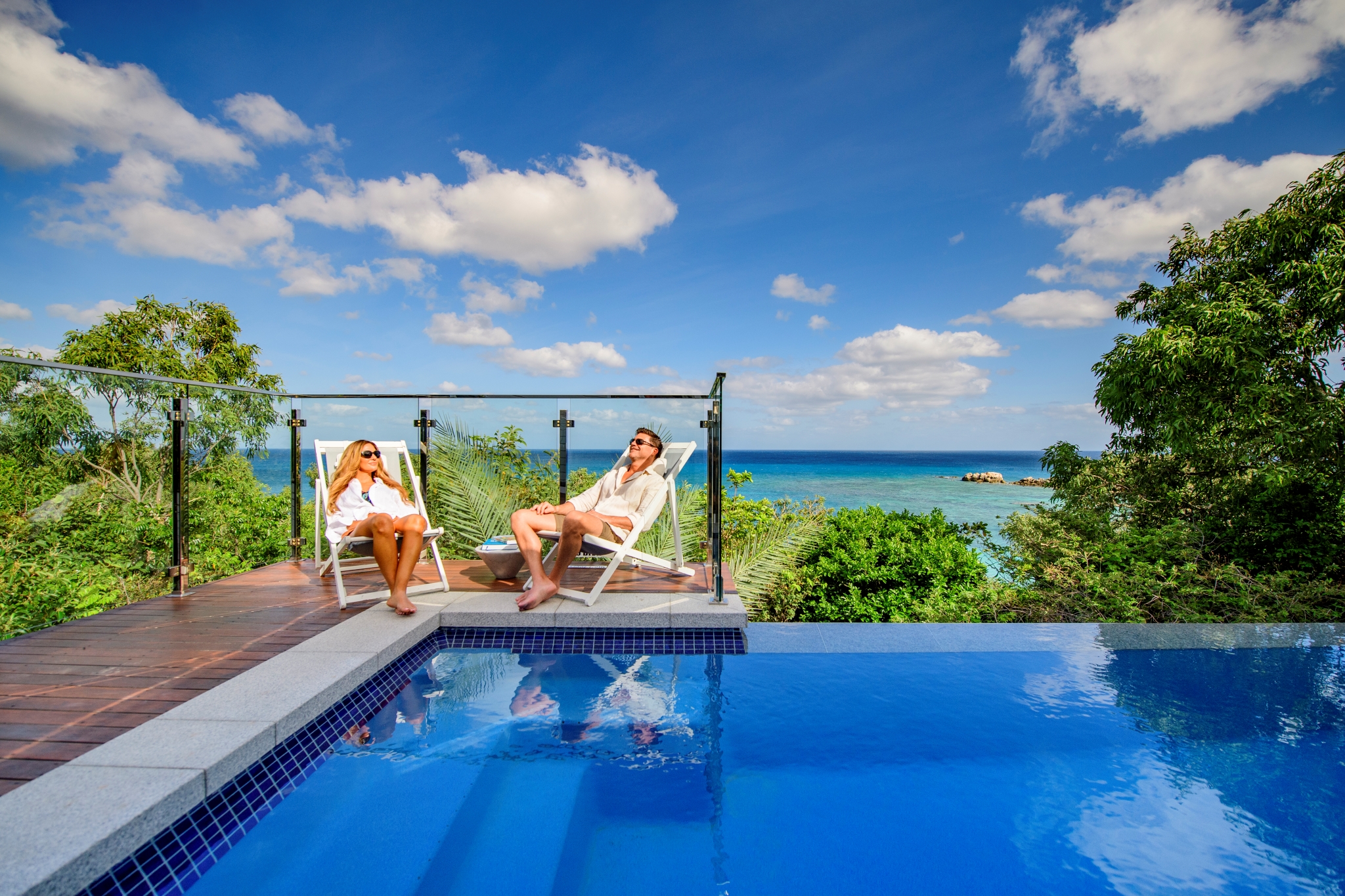 Lizard Island Resort,Australië,plunge pool villa met mensen