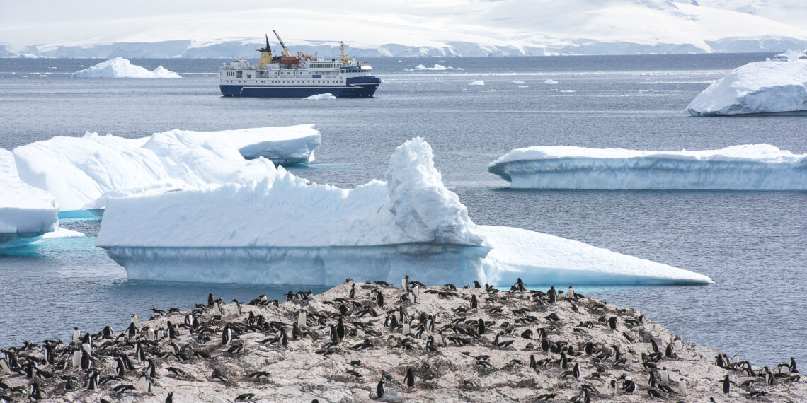 Aircruise poolcirkel Antarctica,Poolgebieden,Magelan Explorer met pinguins