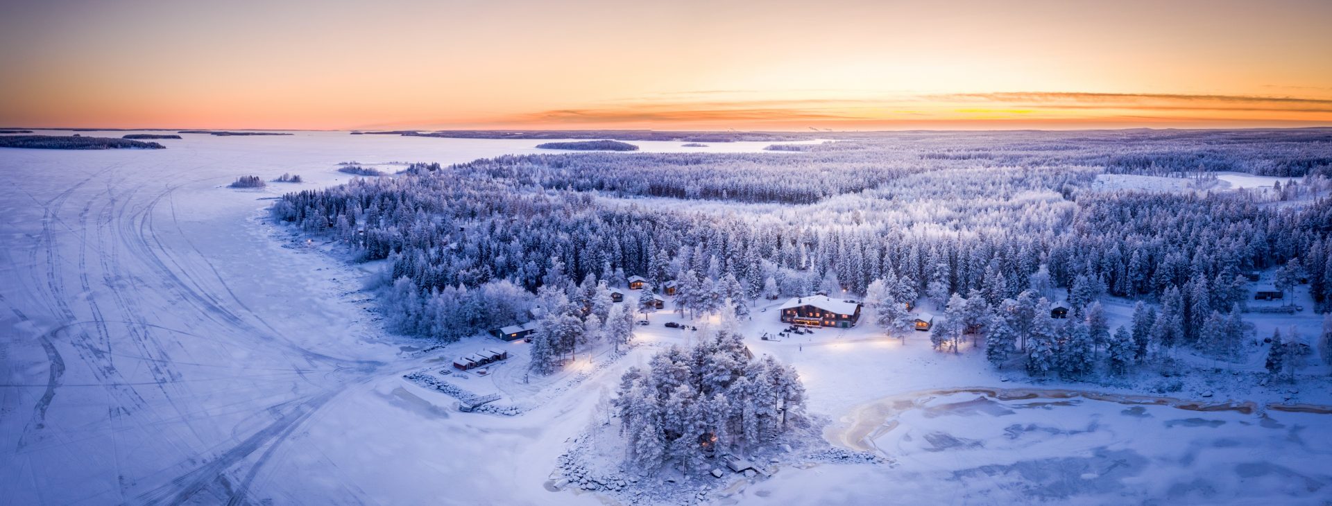 Brändön Lodge,Zweden,exterieur vanuit de lucht