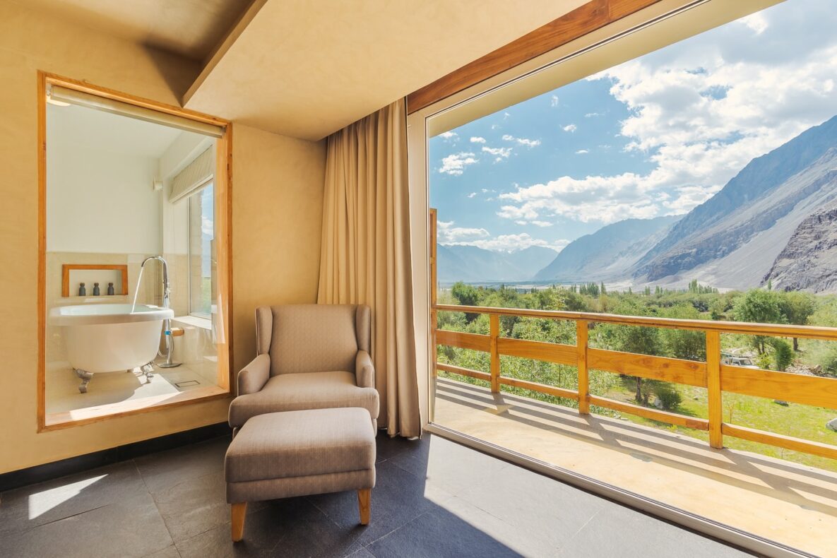 Stone Hedge Ladakh,India,kamer met uitzicht