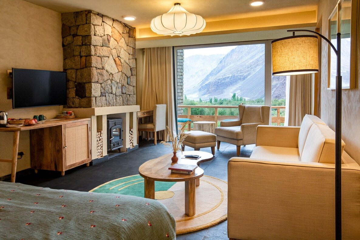 Stone Hedge Ladakh,India,zitgedeelte woonkamer