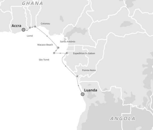 Route expeditiecruise Swan Hellenic van Ghana naar Angola